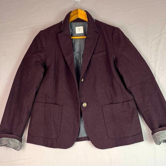 GAP Academy Blazer Women’s 10 Brick Red Wool Blend Tweed Schoolboy Cut Preppy - Picture 3 of 10